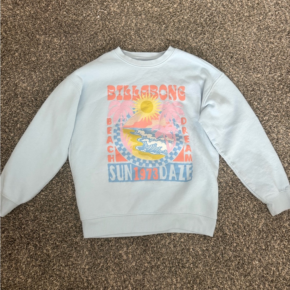 Billabong Light Blue Sun Graphic Crewneck Sweater